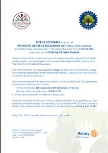 II Cena Solidaria a favor del proyecto 